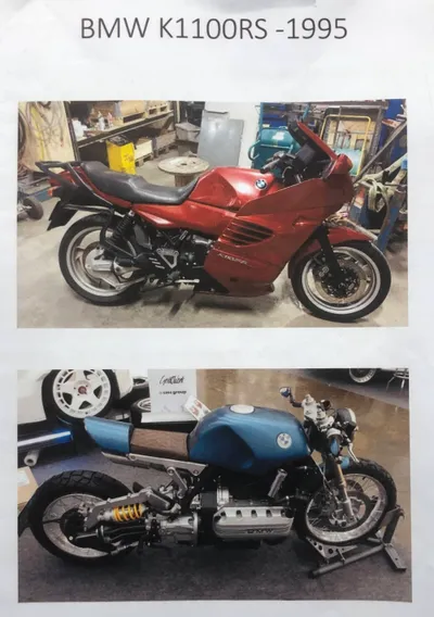 Comparison of a BMW K1100RS before and after modifications
